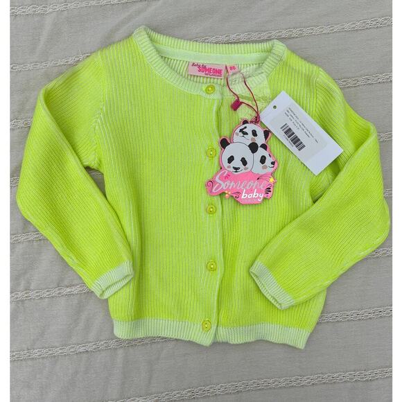 NWT‎ Neon Yellow Baby Cardigan, Ribbed, Soft, Size 9 Months - Picture 6 of 6